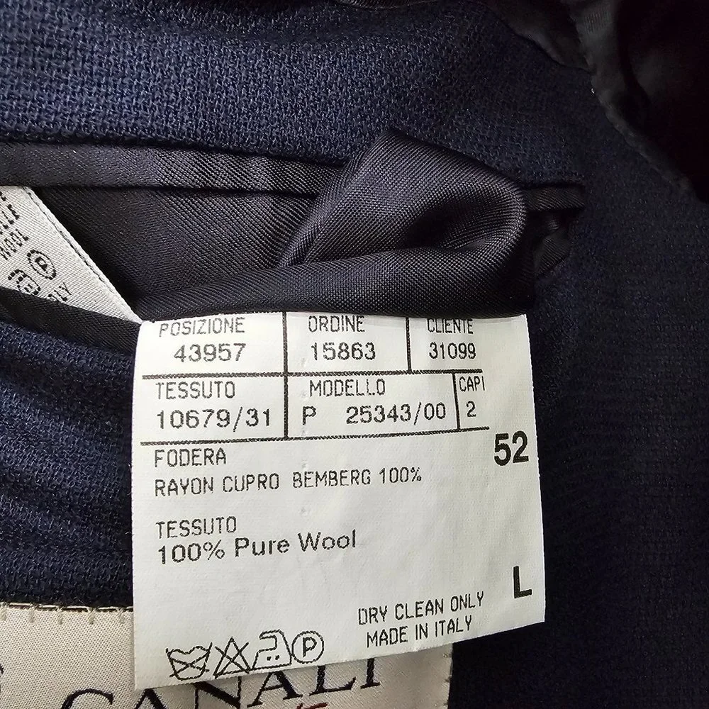 Canali 42L Navy Solid 3-Button Sport Coat Blazer Jacket V631